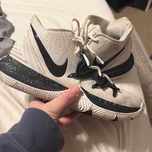 Size men 8.5 Nike Kyrie 5 TB White with Black - Gently Used
